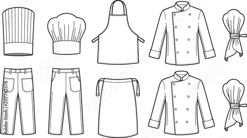 Culinary Uniform and Accessories Illustrations chef
