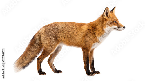 Fotografía Side profile of a red fox with detailed fur png isolated on transparent backgrou