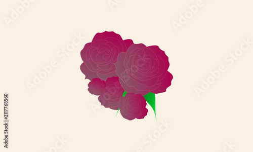 Vector Illustration of a Beautiful Bunch of Roses Bouquet with Soft Color Gradient on Off-White Background