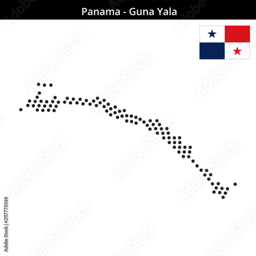 Map of Panama region Guna-Yala in concentric medium dots