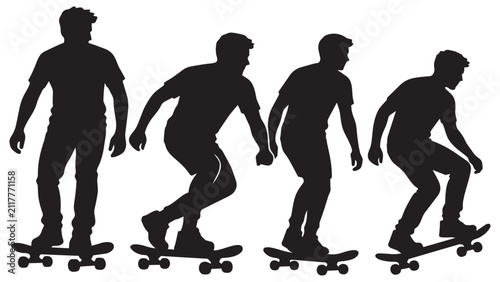 Принти на полотні Skateboarder performing trick sequence in mid-air action
