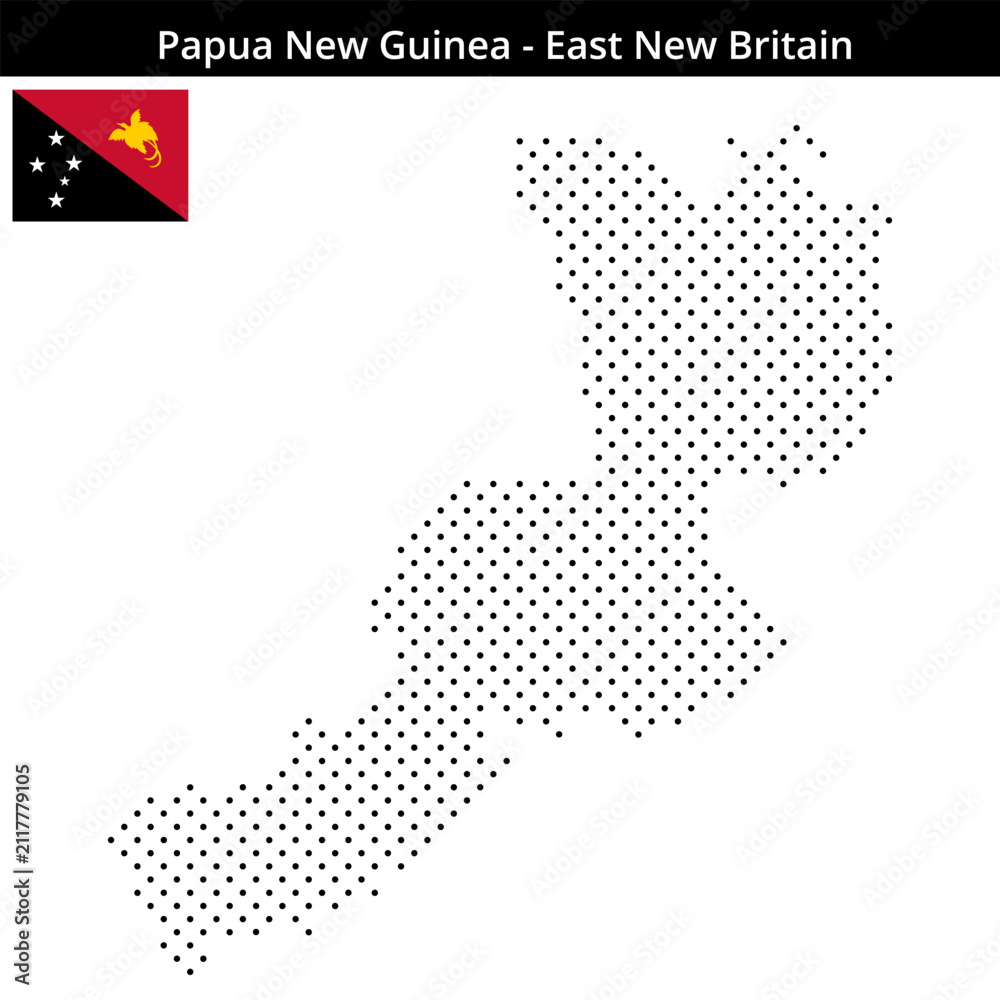 Obraz premium Map of Papua-New-Guinea region East-New-Britain in small cross shaped dots