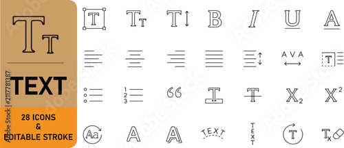 Foto A set of 28 text outline icons