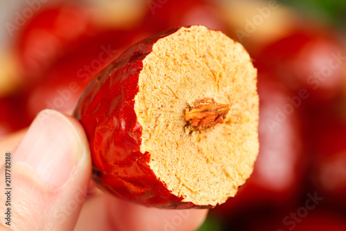 Dried Jujube Date Cross Section from Xinjiang Hetian Region - Traditional Chinese Superfood Still Life Studio Photography