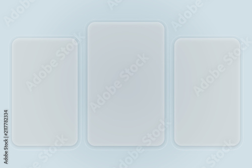Set of 3 Glassmorphism UI Cards Mockup with Soft Shadow
