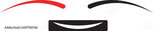 Konstfotografi Abstract winking face icon with red and black curved lines and a smiling mouth s