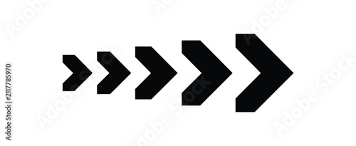 Quadro su tela Chevron arrows progression icon featuring forward movement, acceleration direction, advancement design, and geometric sequence vector illustration