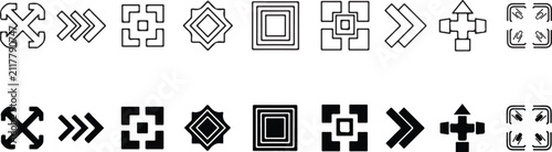 Collection of diverse abstract geometric shapes and directional arrows