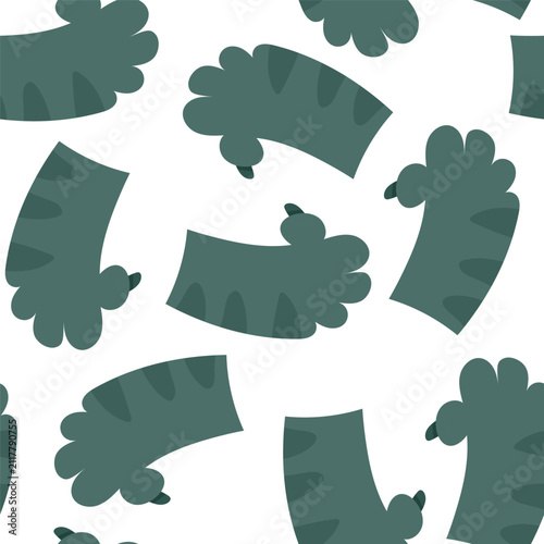 Seamless Cat Paws with Claws and Thumbs Up Pattern for International Cat Day