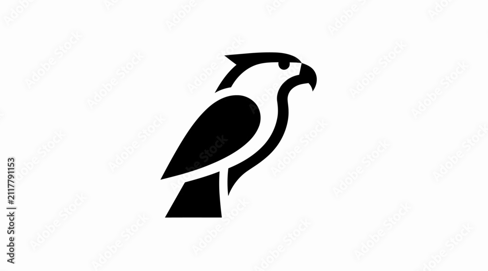 Fototapeta premium Stylized black hawk profile icon design.