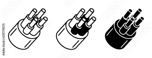 Electrical Cable Icons, Power Wire Set, Energy Connection Symbols, Industrial Technology Graphics