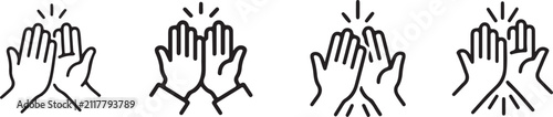 High five hand gestures vector icon set with highfive gestures agreement