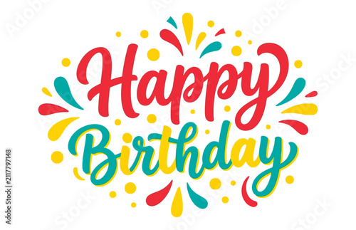 Colorful happy birthday illustration for greeting cards and party invitations