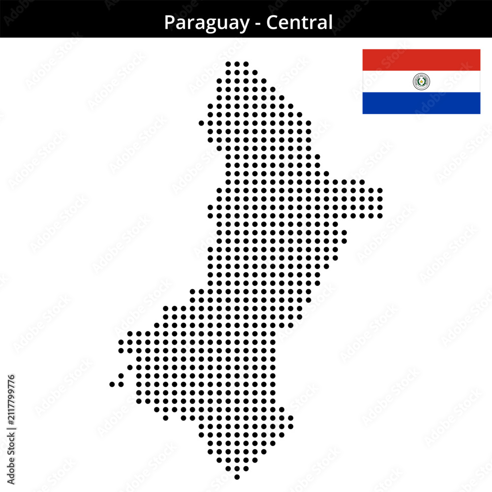 Obraz premium Map of Paraguay region Central in medium size dots