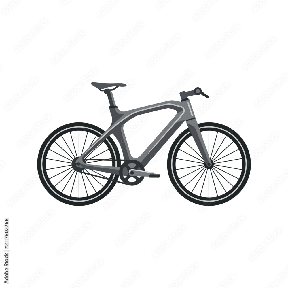 Fototapeta premium Modern gray road bike side view on white background.