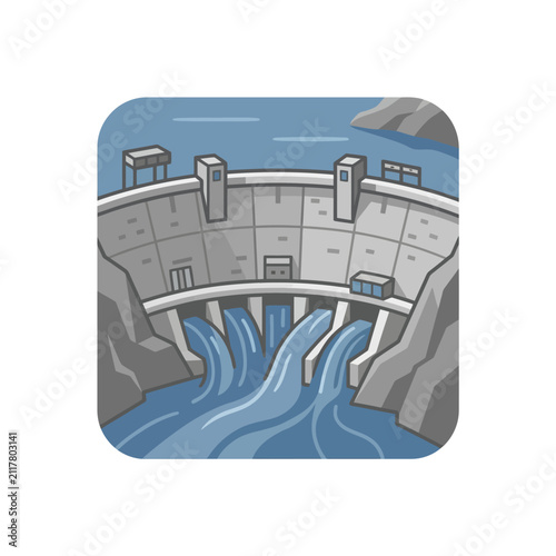 Hydroelectric dam spillway generating renewable energy.
