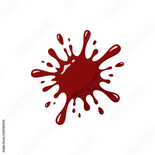 Red liquid splatter icon on white background.