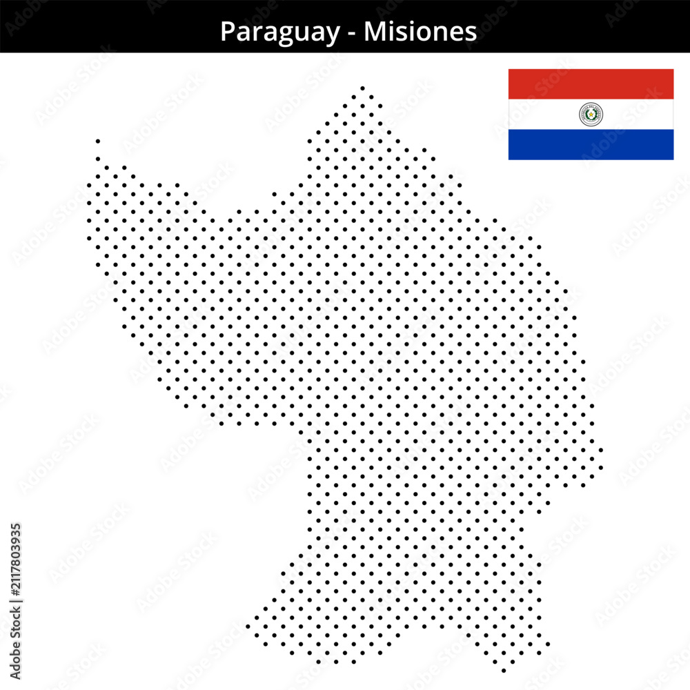 Obraz premium Map of Paraguay region Misiones in small cross shaped dots