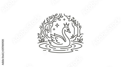 Black and white swan with crown.