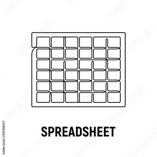 фотографія Linear spreadsheet illustration depicting a grid of cells a common data organiza