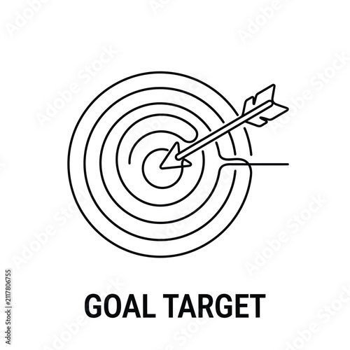фотографія Goal target with arrow a black line drawing on a white background for conceptual