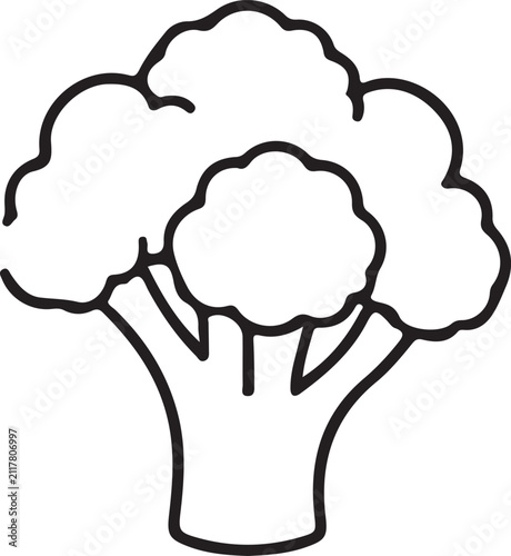 Broccoli Line Art Isolated