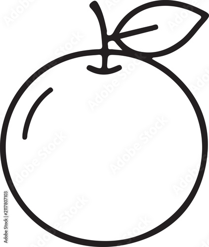 Orange with Leaf Line Art Isolated