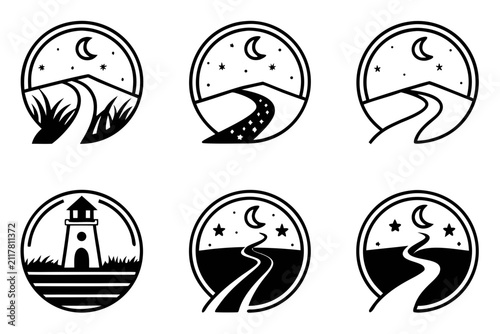 Silhouette person meditating in different yoga poses