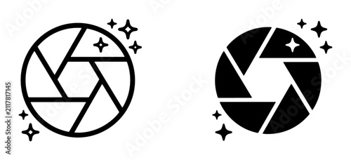 Camera Aperture Icons, Photography Symbol, Lens Diaphragm, Clean and Bright Visuals, Vector Graphics Set