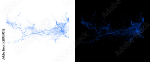 Electric blue lightning bolt discharge, plasma energy arc on black and white background, atmospheric static electricity spark for visual effects