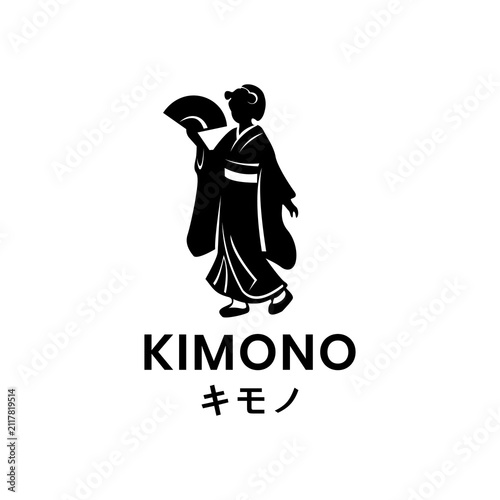 Japanese Kimono Woman  Design Vector Traditional Geisha Silhouette Cultural Fashion Icon for Asian Heritage Branding
