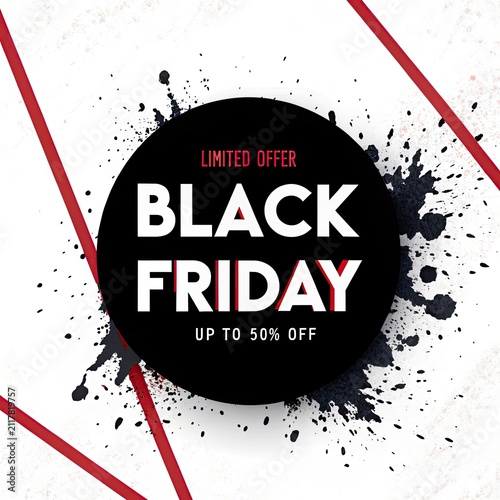 Black Friday Sale Announcement. Promotional event for shopping deals and discounts. Businesswoman shopping online during sales event, modern retail...