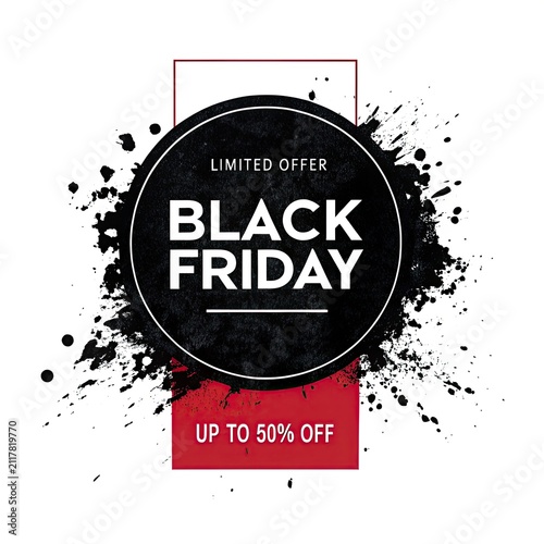 Black Friday Sale Announcement. Promotional event for shopping deals and discounts. Businesswoman shopping online during sales event, modern retail...