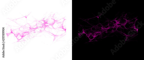 Abstract pink smoke trails on black and white backgrounds, ethereal magenta energy waves, wispy vapor texture for creative overlays and design