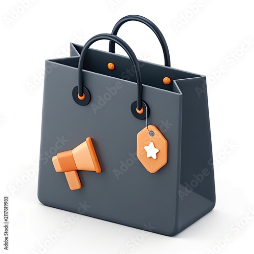 Black Friday shopping bag with sale tag. Retail consumer carrying a shopping bag for holiday deals.