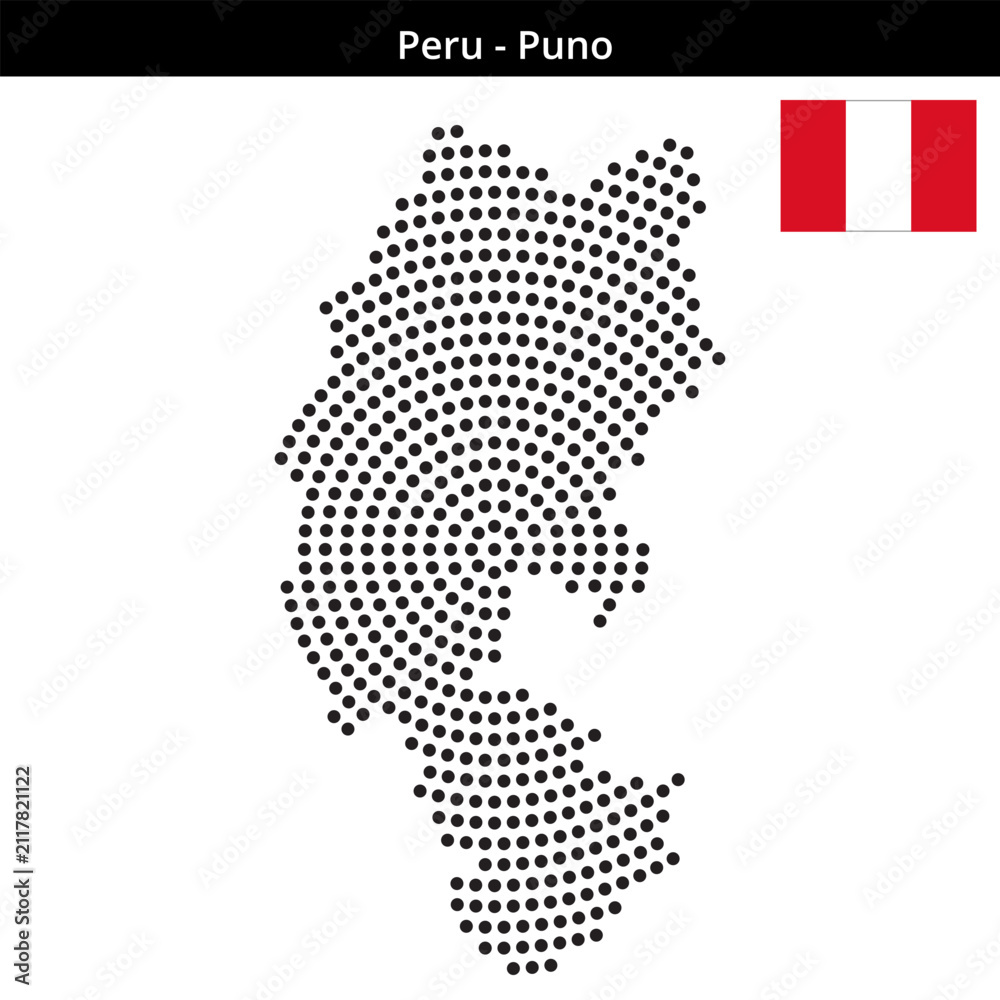 Obraz premium Map of Peru region Puno in concentric medium dots