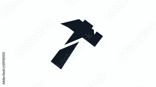 Bild auf Leinwand Stylized hammer silhouette with lightning bolt cutout.