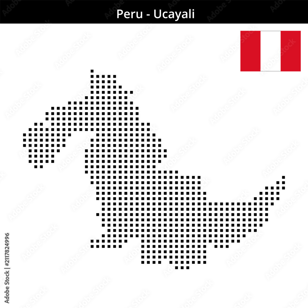 Obraz premium Map of Peru region Ucayali in medium size square dots