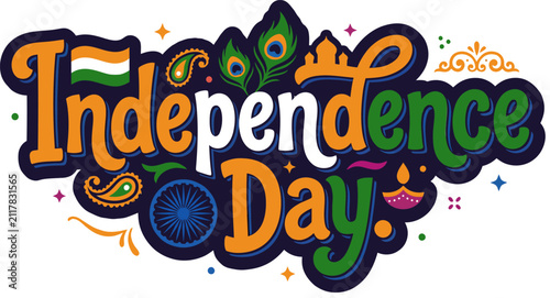 Quadro su tela Colorful decorative typography for india independence day celebration featuring