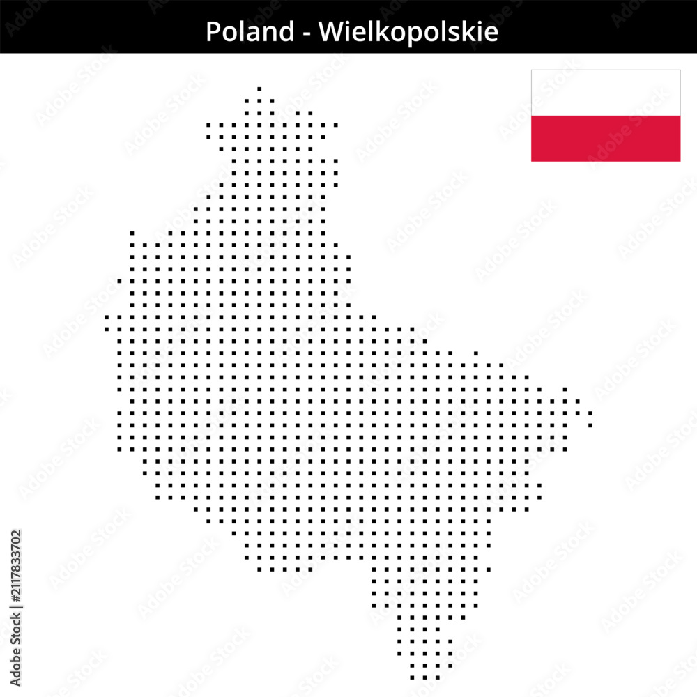 Obraz premium Map of Poland region Wielkopolskie in small size square dots