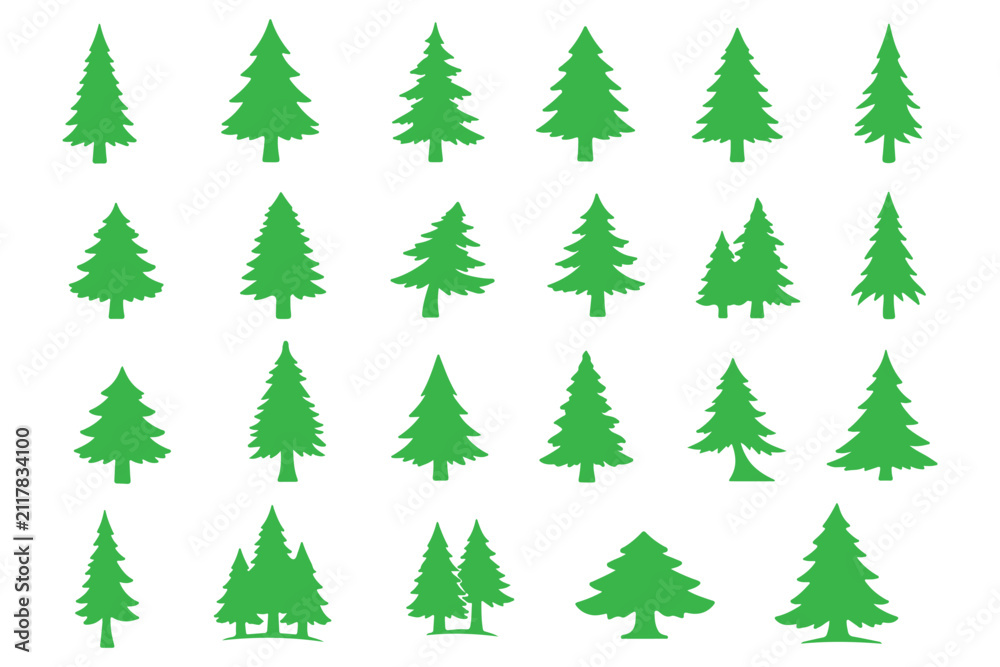 Obraz premium set of pine forest icon elements collection.