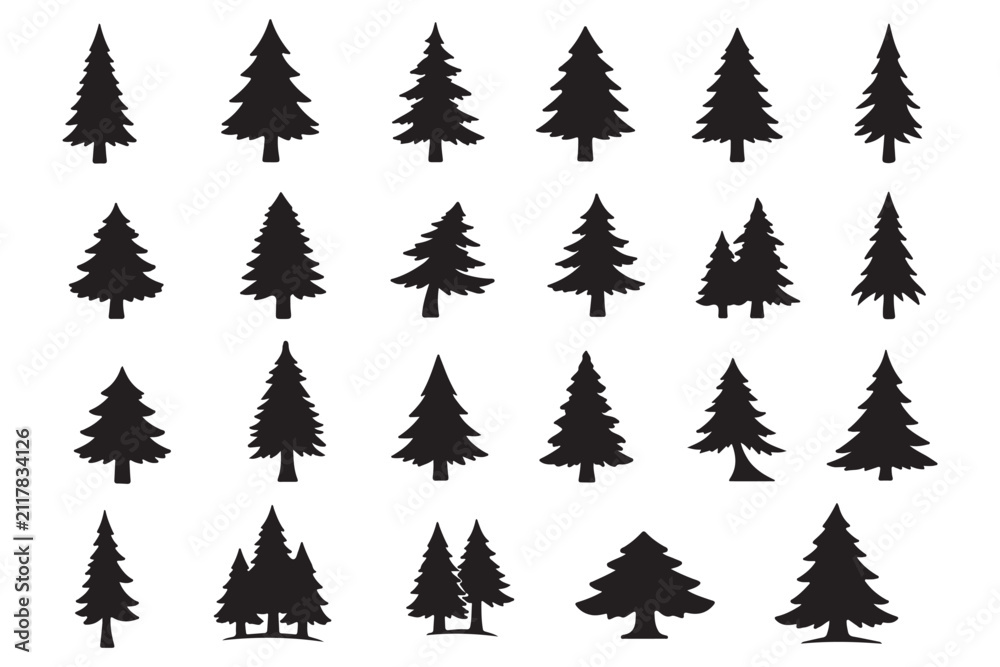 Obraz premium set of pine forest icon elements collection.
