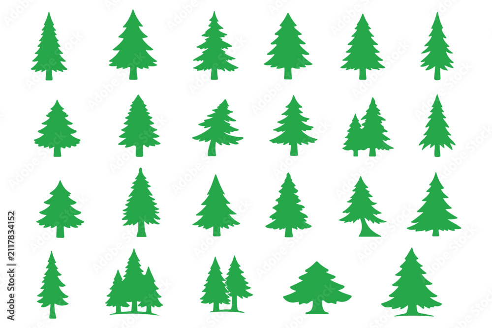 Obraz premium set of pine forest icon elements collection.