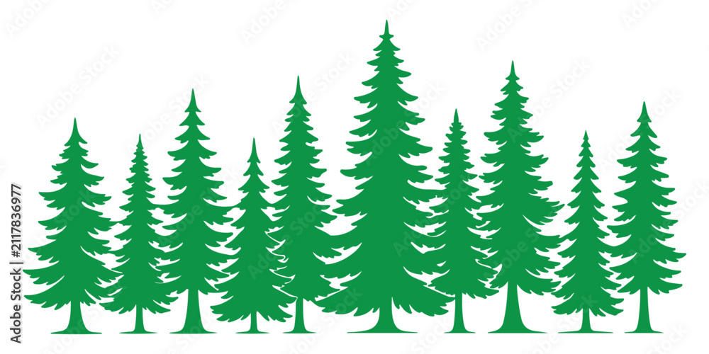 Obraz premium Collection of pine tree silhouettes 