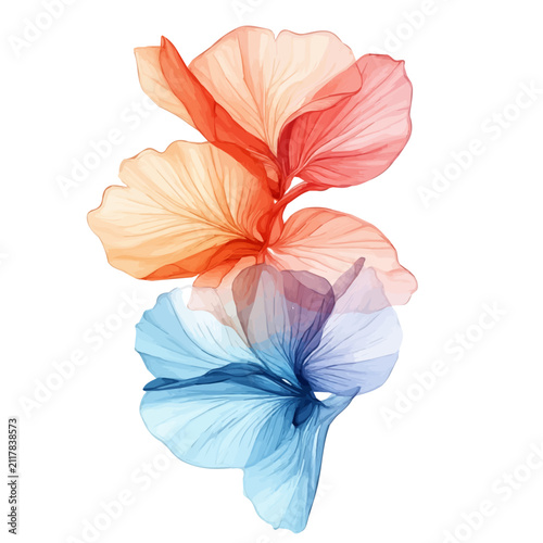 Romantic Flower Petals, watercolor vector portraying a joyful pose with colorful highlights, isolated on a white background.