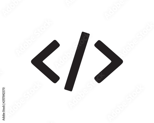 Black angle brackets coding symbol on a white background silhouette