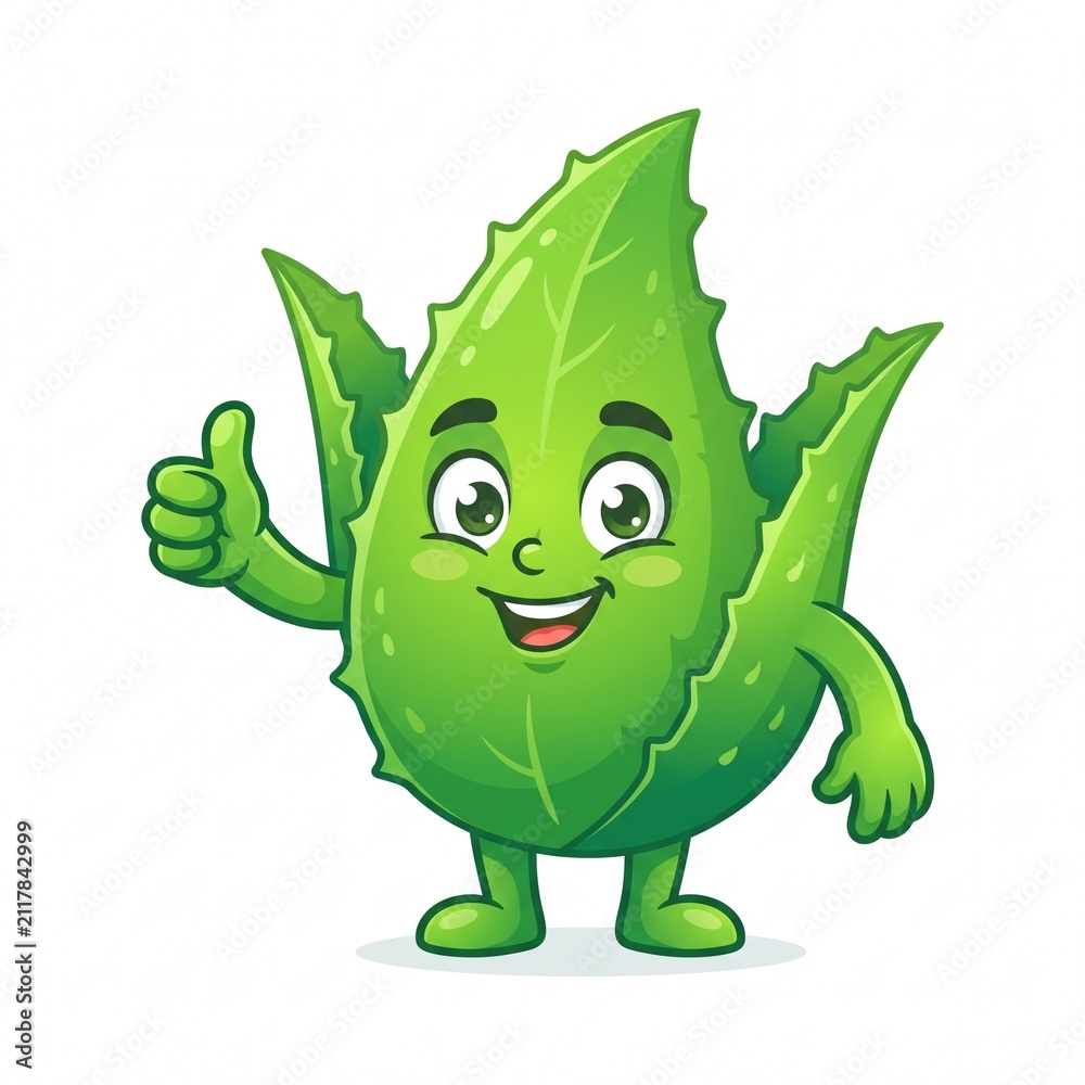Fototapeta premium Happy green broccoli character giving thumbs up with cheerful animated expression