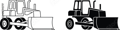 Fotografie Construction motor grader road vector illustration