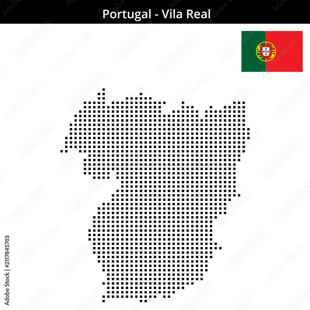 Obraz premium Map of Portugal region Vila-Real in medium size square dots
