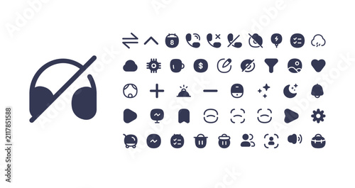 Foto Mute Audio UI Icons Pack, Sound Control Symbols, Media Interface Elements, Moder